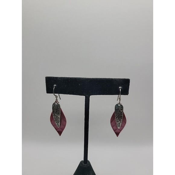 Jody Coyote Jewelry - New Jody Coyote Silverworks Pink Silver Leaf Dangle Earrings Pierced Artisan